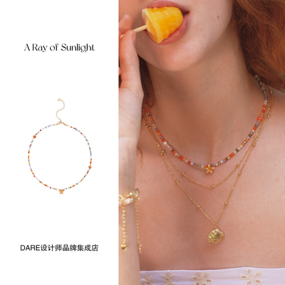 Dare买手店 A ray of sunlight彩虹鸡蛋花项链串珠度假饰品设计感
