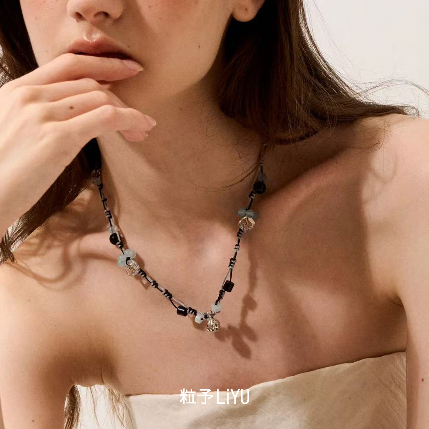 Dare买手店 粒予LIYU 小钱袋编绳项链白水晶天然石富贵转运原创女