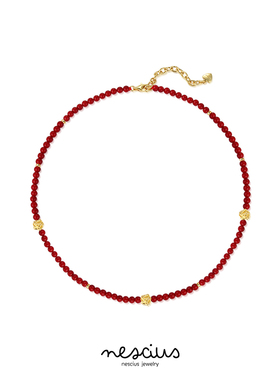 Dare买手店 nescius正品红玛瑙玫瑰项链红色好运串珠小众度假原创