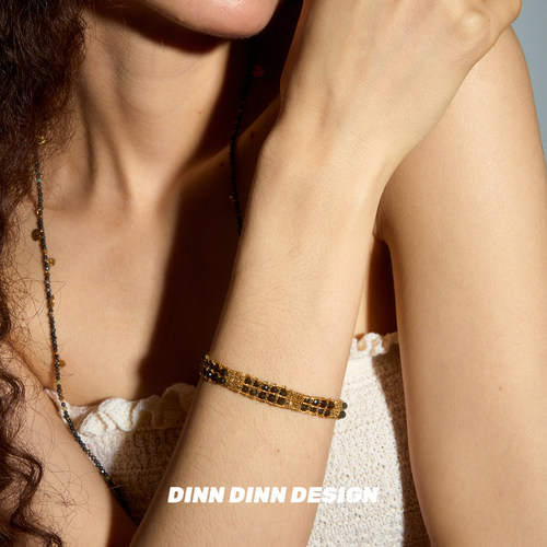 Dare买手店DINN DINN DESIGN黑曜石手工编织手链复古民族风度假女