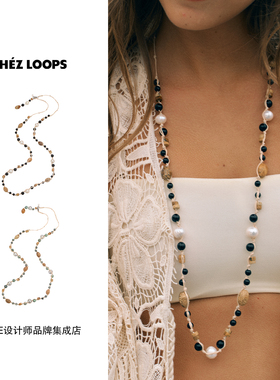 CHEZ LOOPS 林息之岛浅绿天然石长链原创设计复古度假饰品首饰女