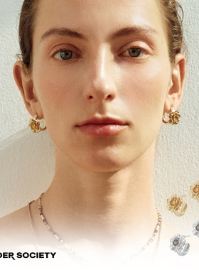 Dare买手店 tender society 玫瑰小耳圈金色玫瑰花朵圈圈复古耳环