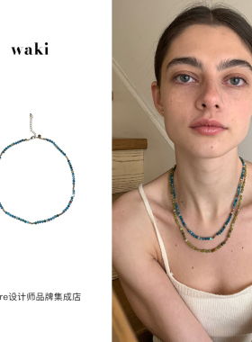waki浪花宝石项链小众串珠链