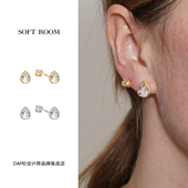 Dare买手店 梨形水晶不对称宝石耳钉原创设计耳环 正品 soft room