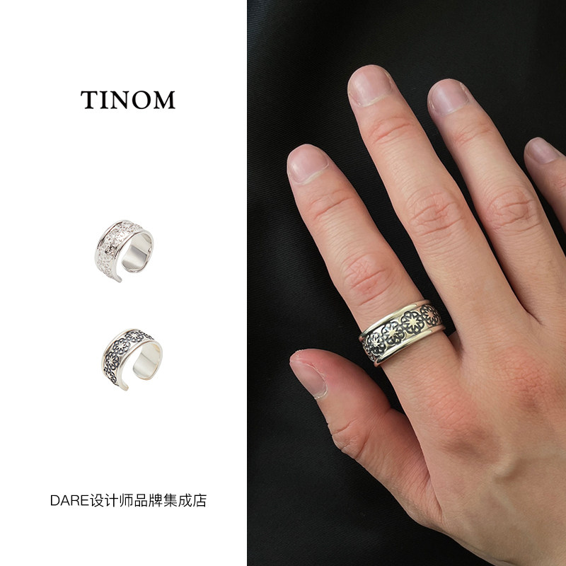TINOM纯银百搭花朵戒指开口戒