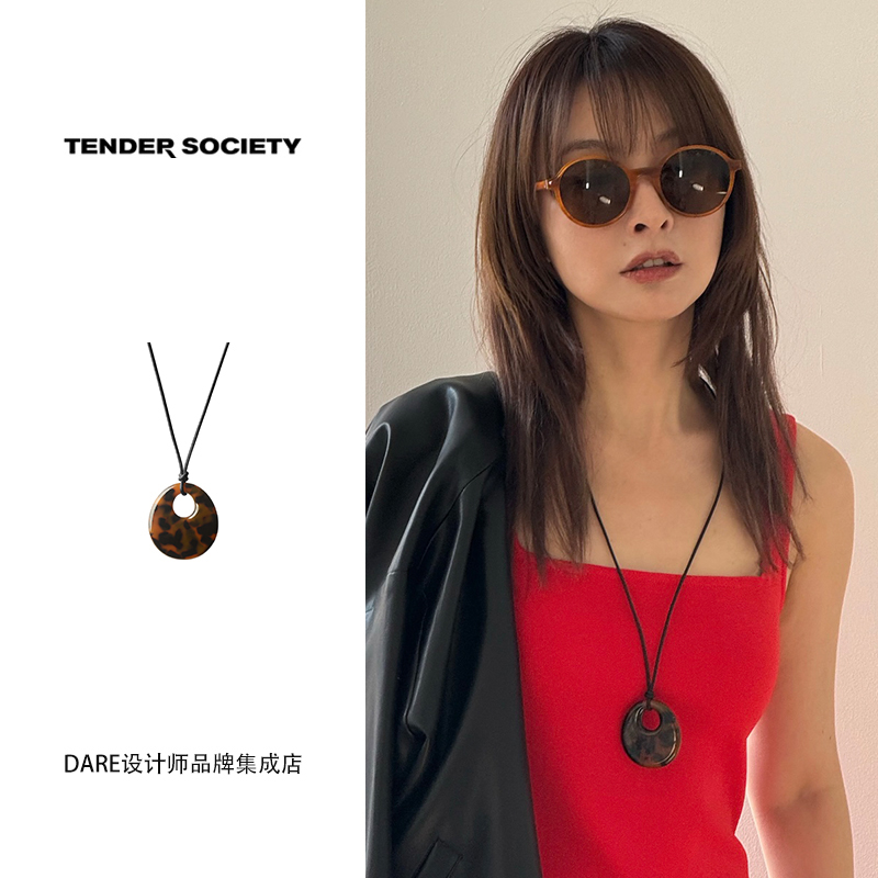 tendersociety层叠醋酸皮绳项链
