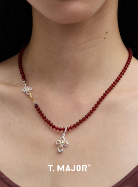 Dare买手店 T.MAJOR 瑞辰红玛瑙短项链串珠红色原创新年好运925银