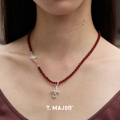 Dare买手店 T.MAJOR 瑞辰红玛瑙短项链串珠红色原创新年好运925银