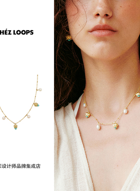 CHEZ LOOPS 水滴铃兰项链绿松石原创设计复古高级精致饰品首饰女