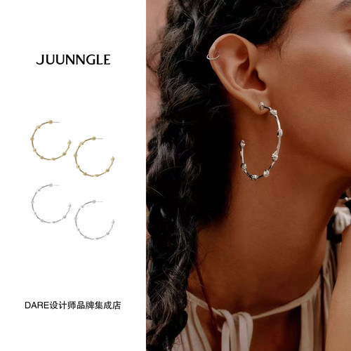 Dare买手店 JUUNNGLE LAB海湾贝壳耳环圈圈耳饰原创首饰复古百搭