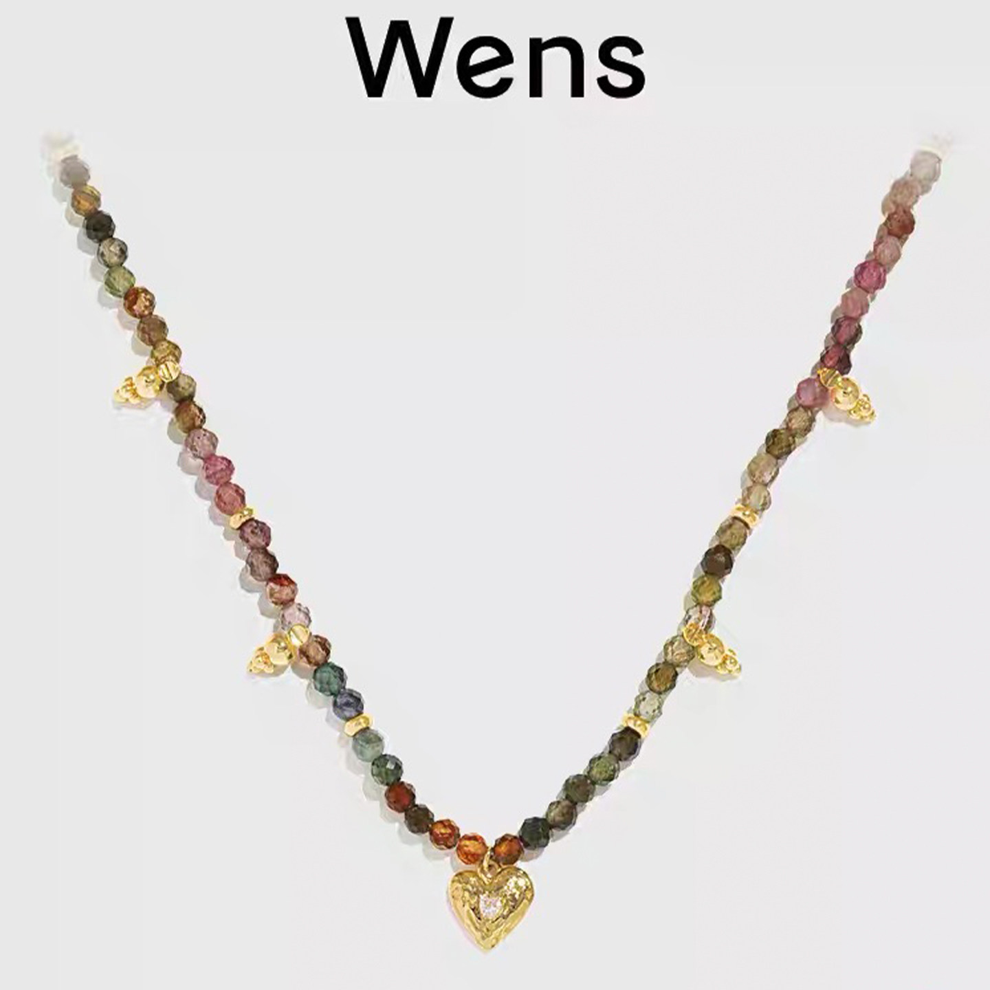 Dare买手店 Wens Jewels 爱心吊坠碧玺项链复古串珠天然石多巴胺