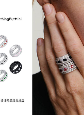 Dare买手店 NothingButMini棋盘格星环撞色戒指闪亮复古小众首饰