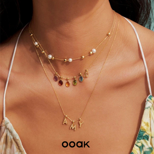 流金字母组合项链水晶925银欧美饰品首饰度假 正品 董洁推荐 ooak