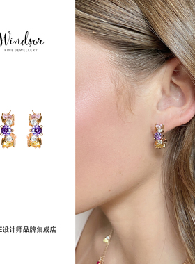 Dare买手店 LHwindsor温莎珠宝多彩耳环紫色复古闪亮耳饰精致小巧