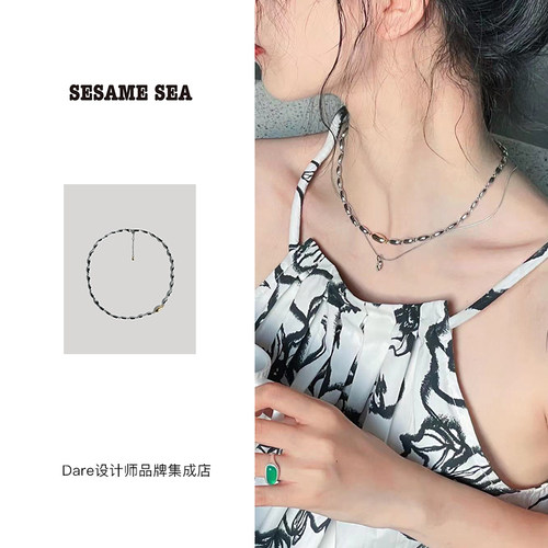 sesamesea种子项链小众锁骨链