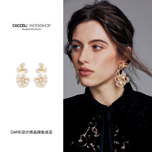 Dare买手店 beadsu workshop【植物志】双层蕙兰耳环复古原创设计