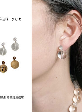 Dare买手店 B1 SUR 珠珠耳坠圆珠耳环白水晶小众原创设计首饰高级
