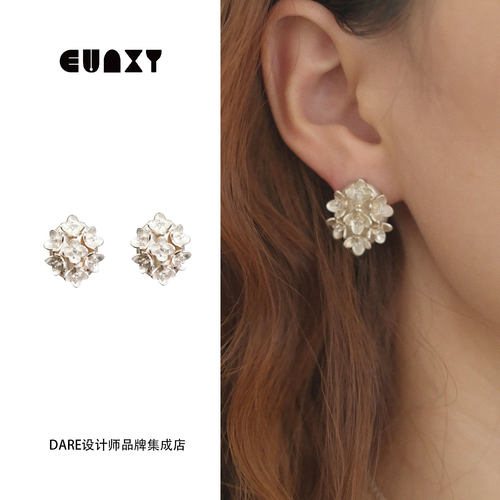 Dare买手店 Eunxy 花谷堆耳钉925银花朵复古高级耳环饰品首饰百搭