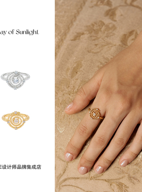 Dare买手店 A ray of sunlight循环闪锆戒指金色高级复古百搭首饰
