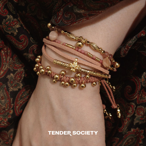 Dare买手店Tender society四叶草粉色手绳套组复古原创度假民族风