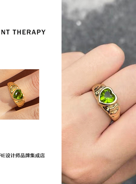 Dare买手店 MINT THERAPY 爱心戒指金色复古小众原创饰品通勤欧美