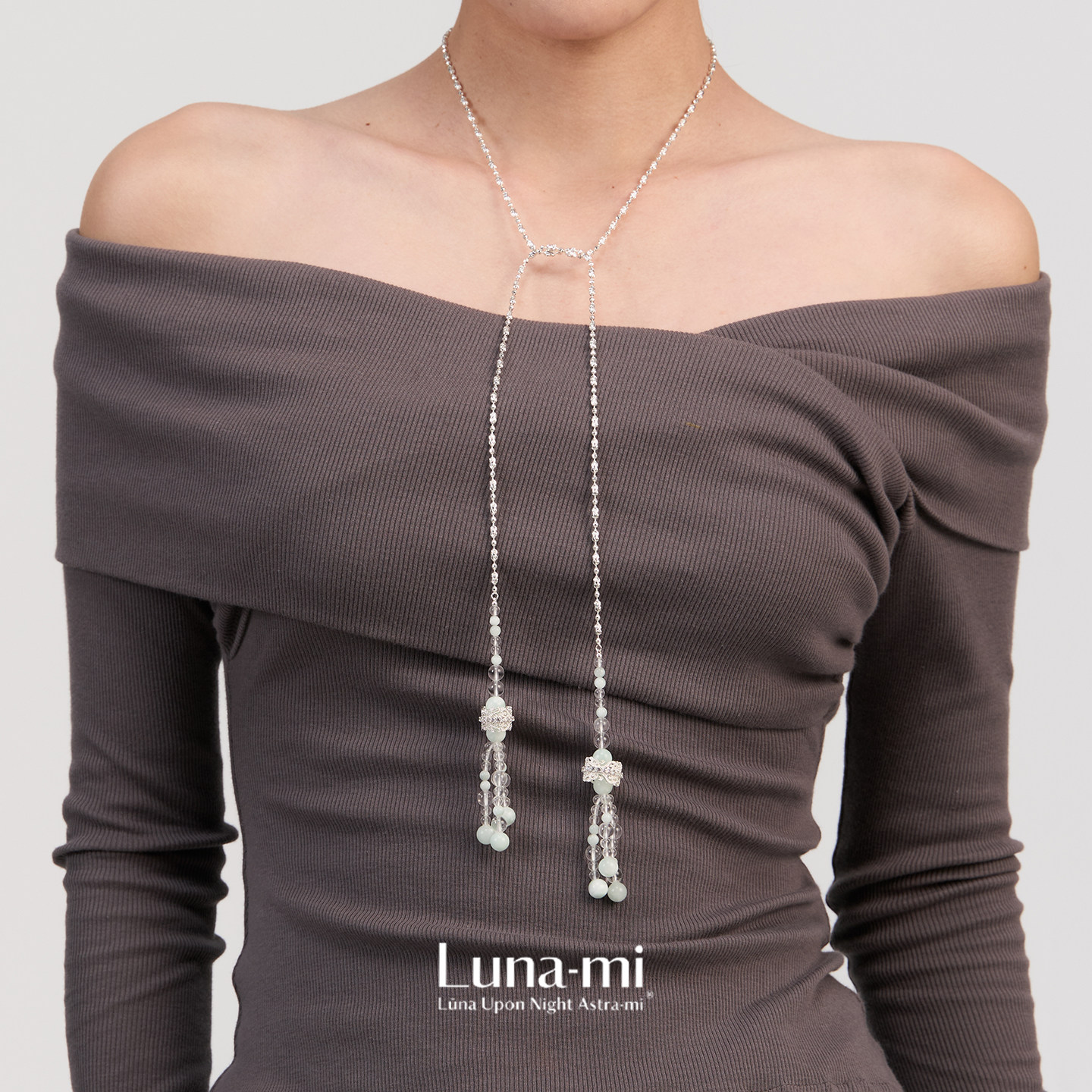 Dare买手店LUNA-MI月见 青律珠穗长项链叠戴饰品首饰小众精致百搭