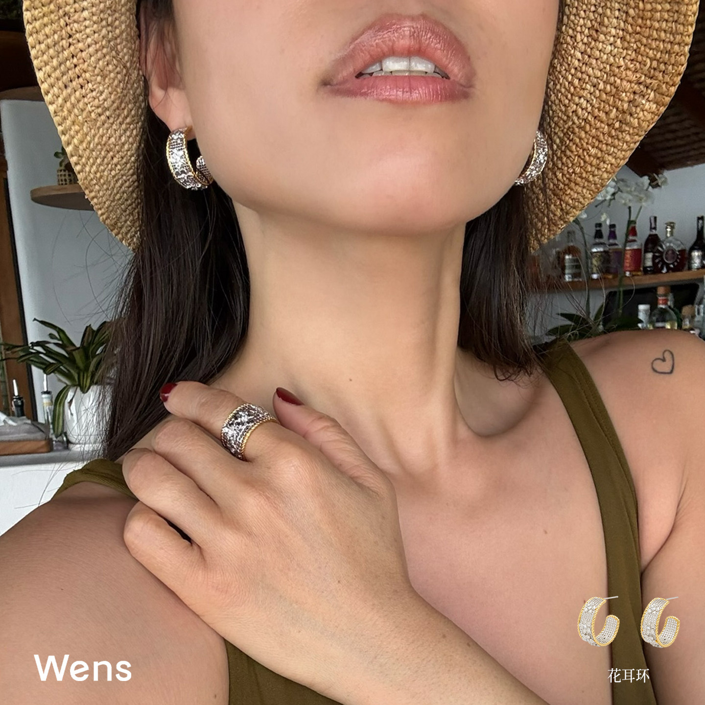 Dare买手店 Wens Jewels花园镶钻编织耳环大圈圈耳饰原创设计首饰