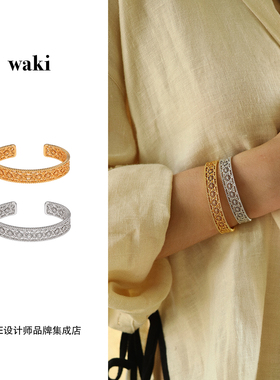 Dare买手店 waki 奥拉雏菊窄版手镯金色复古高级原创设计首饰度假