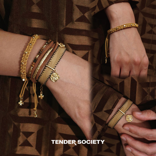 Dare买手店Tender society 四叶草棕色手绳套组编织民族复古首饰