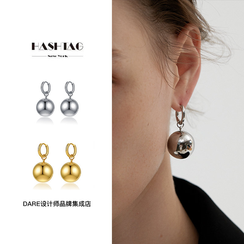 hashtag时髦经典大金球耳环