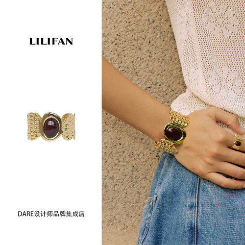 Dare买手店 LILIFAN莉莉梵 花生纹路开口珐琅手镯原创设计宽饰品