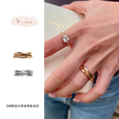 Dare买手店 LHwindsor温莎珠宝竹节交叉双层戒指金色欧美复古原创