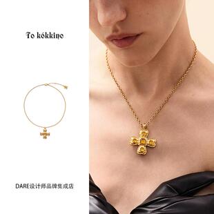 MINI四面蝴蝶结项链金色复古做旧vintage Dare买手店tokokkino正品