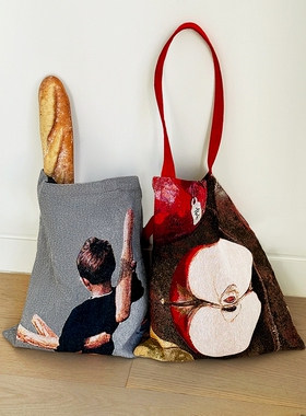 Dare买手店 SoftServe 苹果法棍油画包猫咪狗狗帆布包单肩包大包