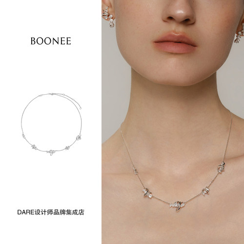 Dare买手店 Boonee 立体流线环绕切面锆石项链原创设计bling首饰