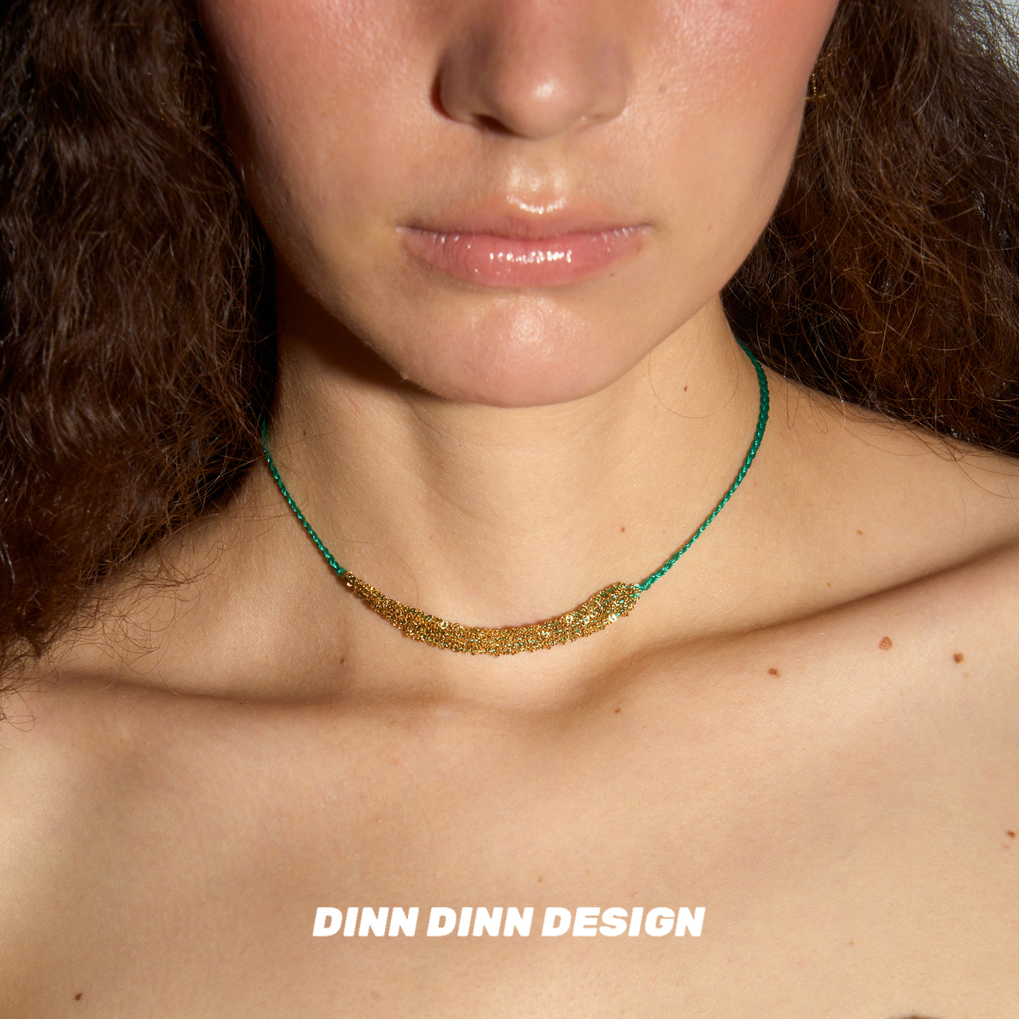 Dare买手店DINN DINN DESIGN绿色手工编织多用款项链编绳原创民族