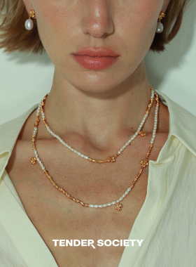 Dare买手店Tender society四叶草珍珠长项链复古叠戴原创设计首饰