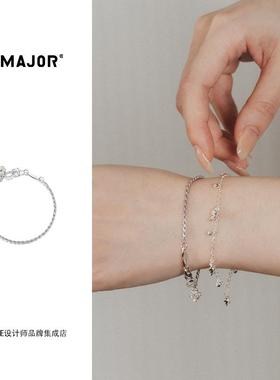 tmajor百搭麻花扭纹小花吊坠手链