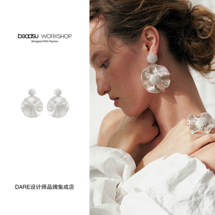 Dare买手店 beadsu workshop【植物志】水晶菌褶耳环原创花朵度假