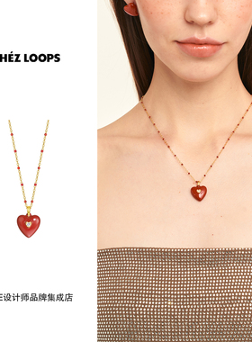 CHEZ LOOPS 慕斯红色爱心项链新年小众原创设计饰品首饰高级好运