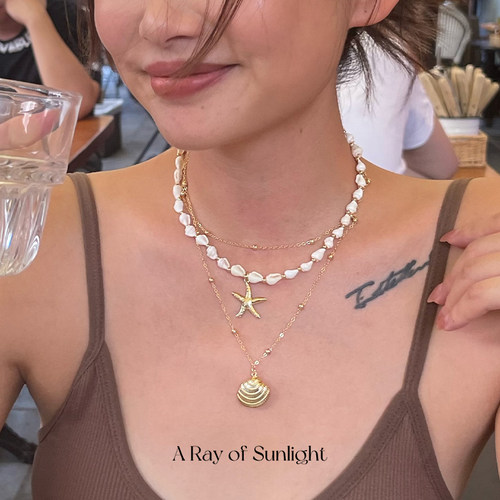 arayofsunlight贝壳双层项链首饰