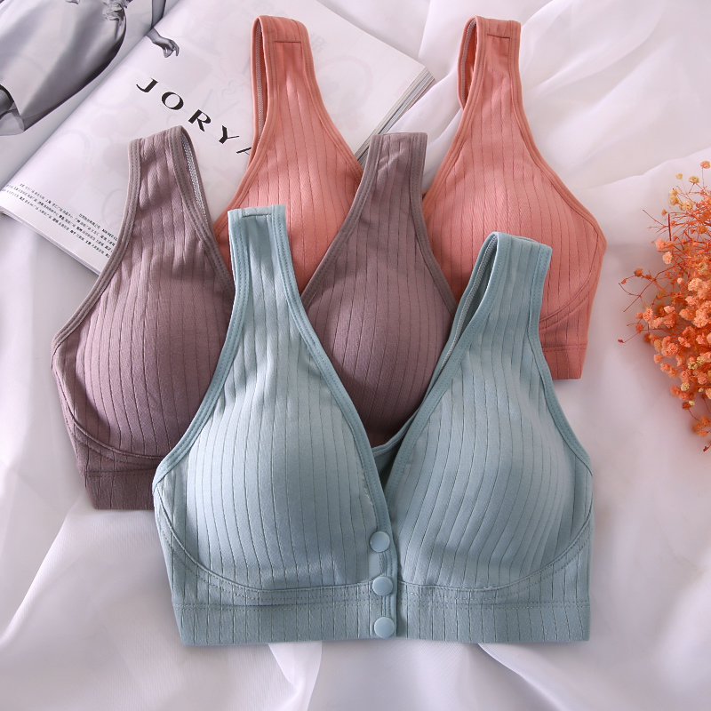 哺乳内衣女文胸聚拢防下垂喂奶纯棉胸罩产后孕妇怀孕期舒适前开扣