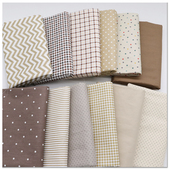 芮熙妈妈纯棉斜纹布料棉布全棉1.6米幅宽田园格子波点DIY咖色系