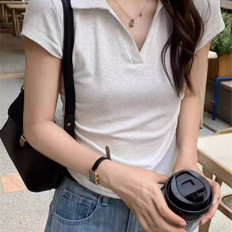 小众炸街高级感女装新款收腰显瘦通勤风正肩短袖女夏设计感小众气