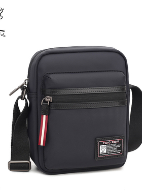 Fido Dido男士休闲斜挎包防水单肩包户外通勤包深灰色品牌小包包