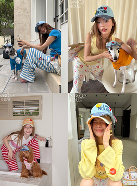 SANCCO「I'm pet lover」系列立体刺绣人宠款拼色水洗休闲棒球帽