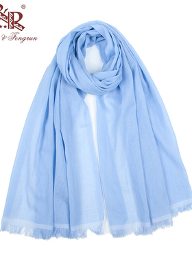 日系品牌尾货外贸单纯棉轻薄款素色纯色小尺寸55*158CM儿童围巾