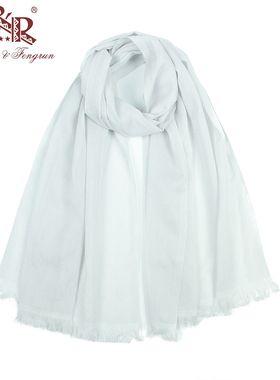 日系品牌尾货外贸单纯棉轻薄款素色纯色小尺寸55*158CM儿童围巾