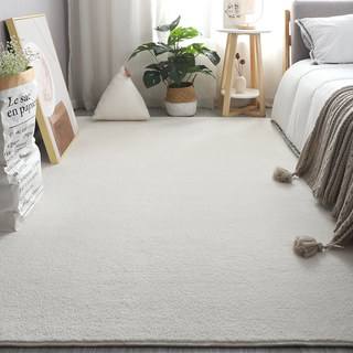 北欧ins白色短毛满铺地毯客厅茶几地垫直播间隔音毯撸猫感床边垫
