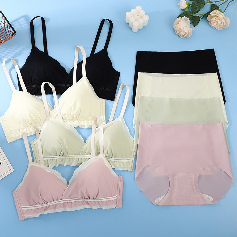 小胸聚拢上托性感美背内衣套装无钢圈软支撑光面薄款透气文胸套装